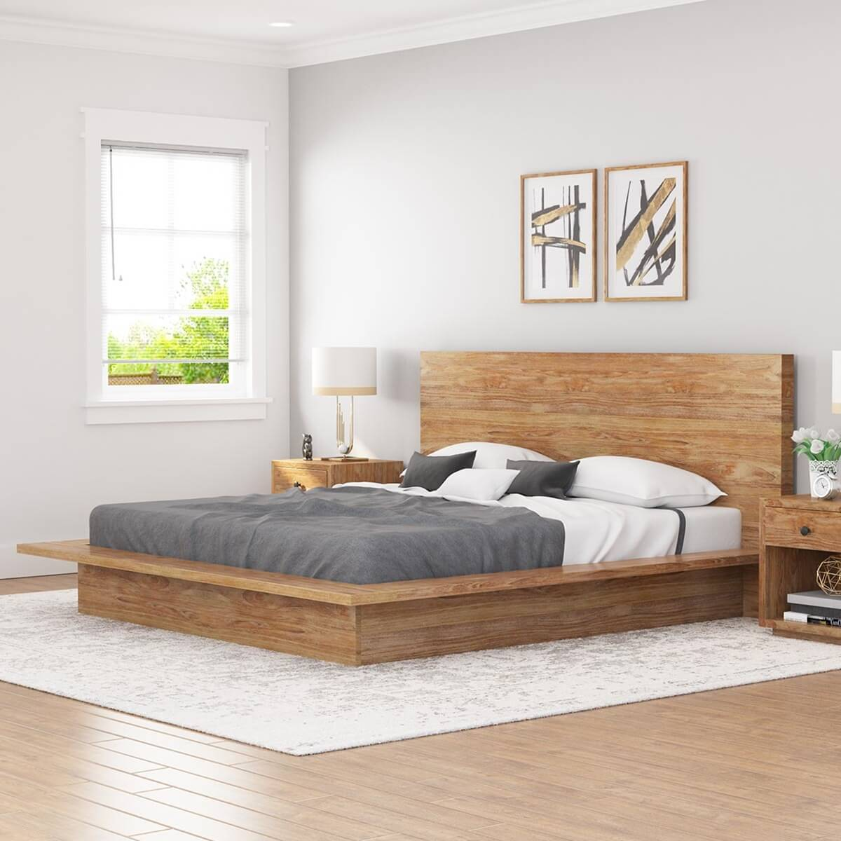 Mẫu giường ngủ gỗ công nghiệp 1m8 x 2m bệt liền khối 